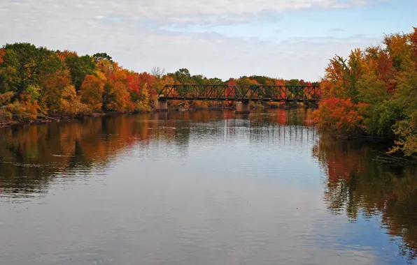 Picture Autumn, Lake, Nature, Color, Bridge, Autumn, Colors, The bridge