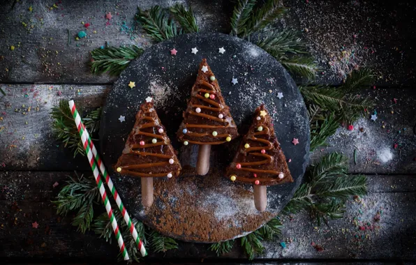 Photo, Chocolate, Board, New year, Tree, Sweets, Food