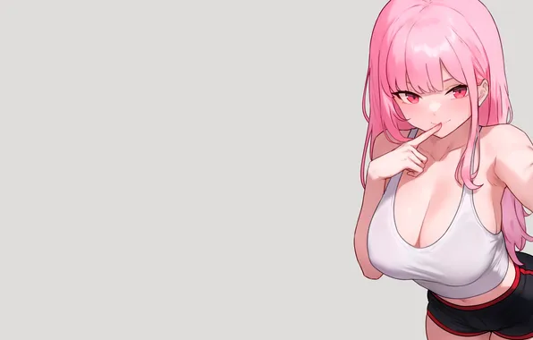 Kawaii, girl, hot, sexy, cleavage, pink hair, boobs, pink