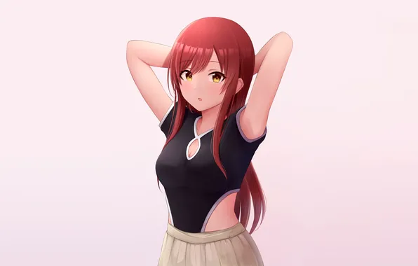 Girl, sexy, cleavage, red hair, long hair, boobs, sexy girl, anime