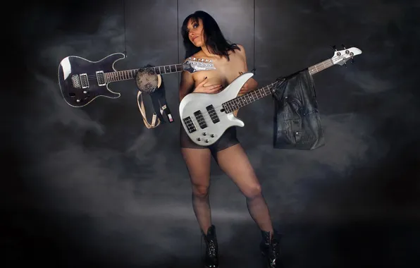 Girl, music, guitar