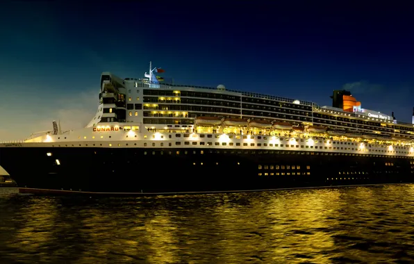Picture sea, night, photo, ship, cruise liner