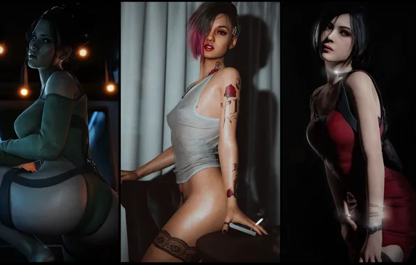 Game, erotic, cyberpunk 2077, resident evil 2, ada wong, panam palmer, judy alvarez