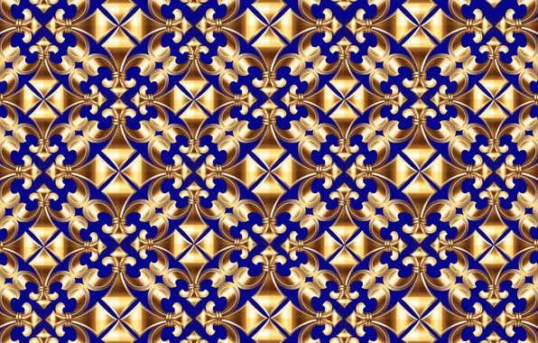 Gold, art, royal blue, fractal