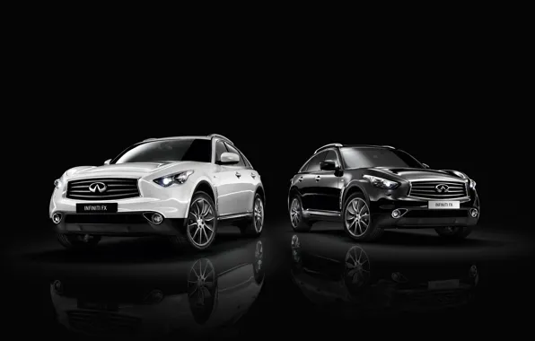 Infiniti, white, black, and