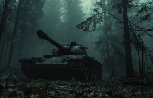 Trees, Forest, Tank, Digital art, AI art, The Art of Artificial Intelligence, Neural network