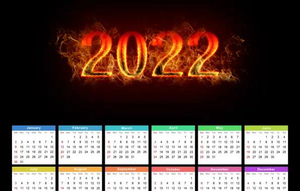 Happy new year, calendar, 2022, 2022 year, year 2022, calendar for year 2022