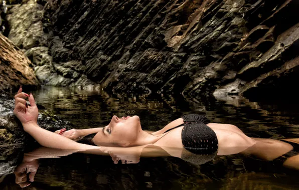 Water, rocks, stay, look up, bather, Alexander Berdentsev, Coolness
