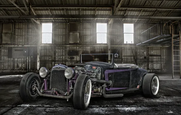 Picture retro, hangar, classic, the front, hot-rod, classic car