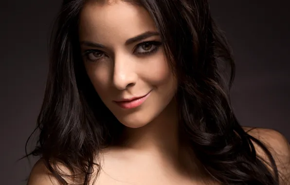 Look, background, model, portrait, makeup, brunette, hairstyle, grin