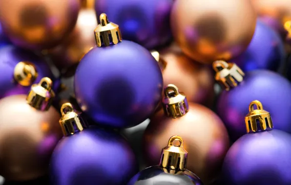 Macro, balls, toys, new year, Christmas, decoration