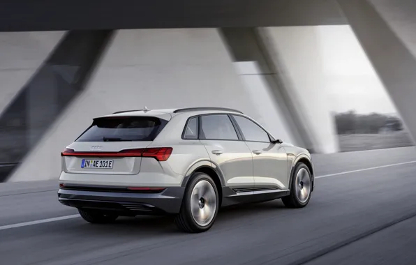 Grey, movement, Audi, rear view, E-Tron, 2019