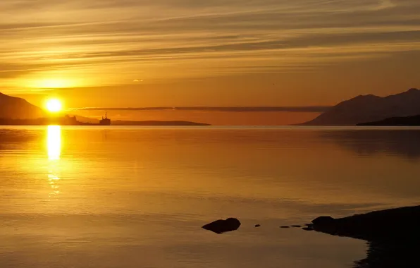 Sea, landscape, sunset