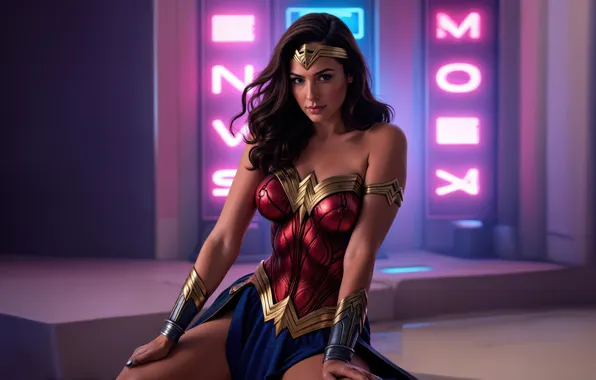 Brunette, art, beauty, Wonder Woman, comic, DC Comics, Gal Gadot, Gal Gadot