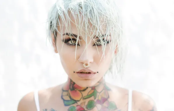 Picture look, girl, model, makeup, tattoo, blonde, tattoo, John Lords Staboli