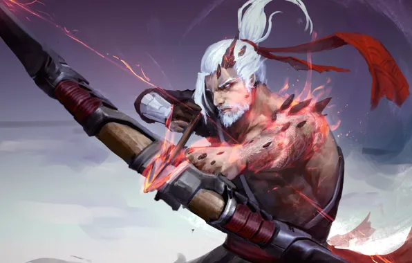 Game, weapon, man, dragon, samurai, asian, bow, god