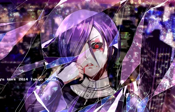 Girl, fragments, blood, red eye, Tokyo ghoul, Tokyo Ghoul, Kirishima Bring