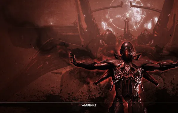 Red, ship, killer, Stalker, Warframe, moon., Warframe