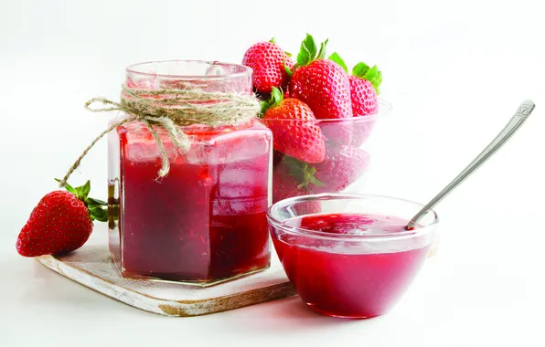 Berries, strawberry, jam, jam, jar
