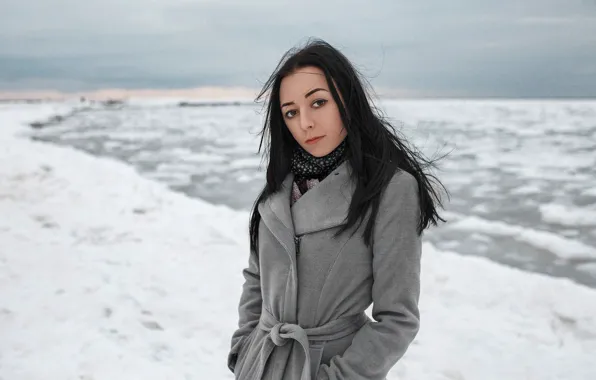 Picture ice, look, girl, snow, face, sweetheart, model, portrait