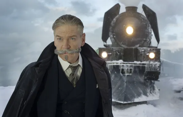 Cinema, blizzard, snow, man, movie, train, film, suit