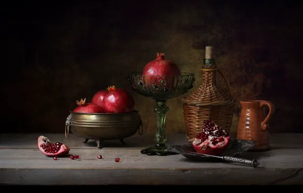 Glass, metal, the dark background, table, wine, Board, bottle, knife