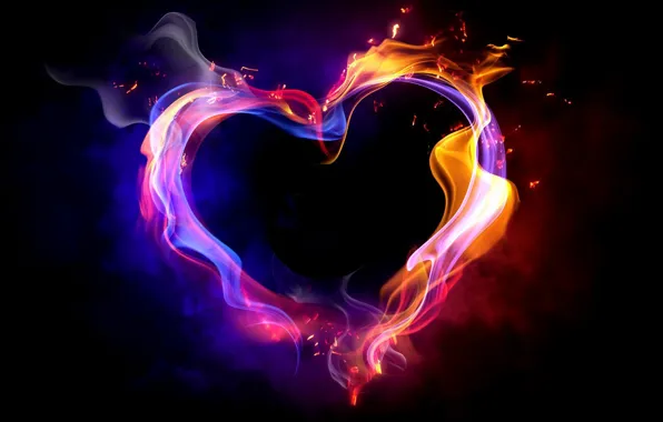 Flame, pattern, heart, smoke, gas