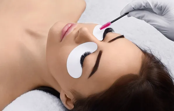 Woman, eyelashes, placement