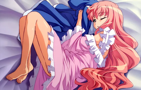 Girl, bed, jacket, zero no tsukaima, Improvised Louise The Zero, louise françoise le blanc de …