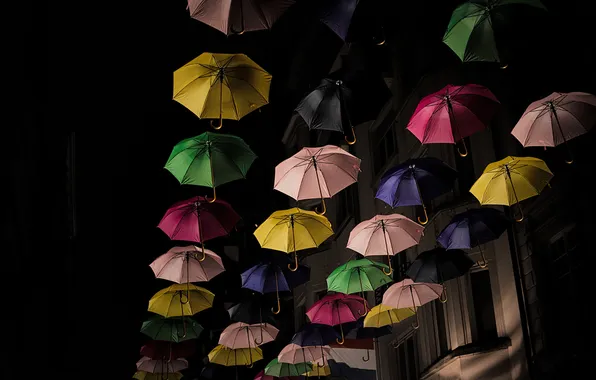 Night, umbrellas, Luxembourg