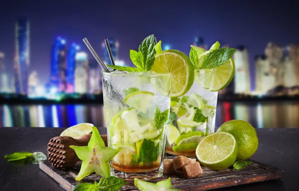 Picture cocktail, ice, drink, mojito, cocktail, lime, Mojito, mint