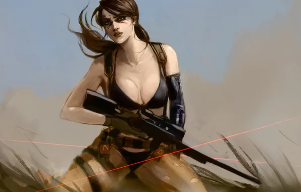 Chest, girl, sniper, Metal Gear Solid, quiet, kojima productions, Hideo Kojima, The Phantom Pain
