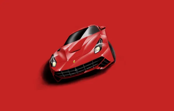 Picture Ferrari, Red, Supercar, Berlinetta, F12, Minimalistic