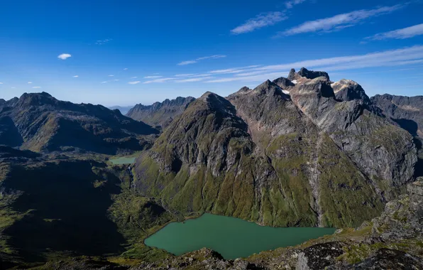 Mountains, Lake, Norway, The Lofoten Islands