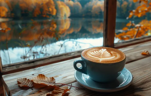 Autumn, forest, glass, trees, nature, lake, reflection, Board