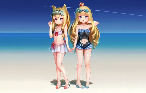 Beach, Children, Girls, Azur Lane