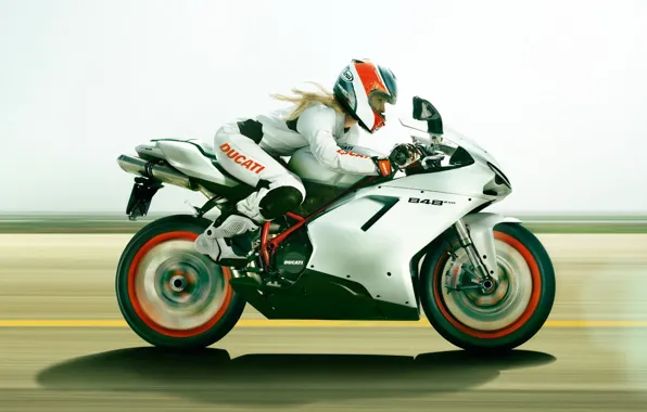Picture girl, motorcycle, Ducati, ducati 848