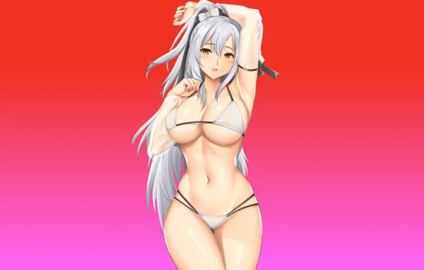 Girl, sexy, boobs, anime, ribbons, pretty, babe, bikini