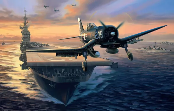 Picture art, airplane, aviation, f4u corsair