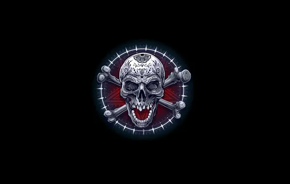 Skull, round, spikes, bones, gb_art