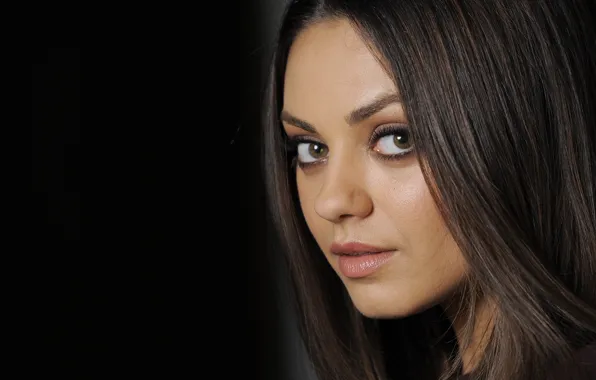 Picture face, portrait, actress, black background, Mila Kunis, Mila Kunis, actress