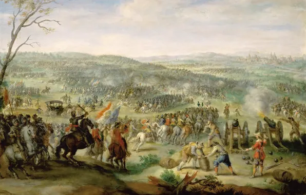 Picture oil, picture, canvas, "The battle of White Mountain near Prague", Peter Snayers, Flemish painter