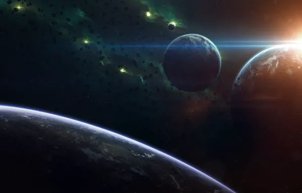 Stars, Planet, Space, Nebula, Star, Light, Planet, Light