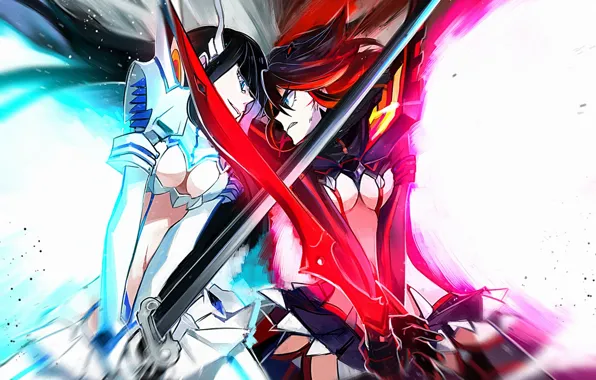 Picture anger, weapons, girls, sword, anime, art, the battle, aki