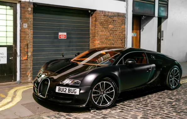 Bugatti, Veyron, black, London, matte, Super Car