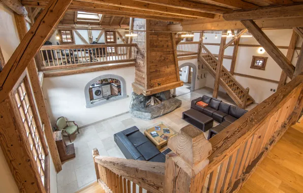 Design, style, interior, oven, living room, hall, the lobby, Chalet