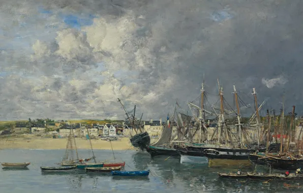 Ships, picture, boats, port, Eugene Boudin, Eugene Boudin, Boats at the Port of Ancre
