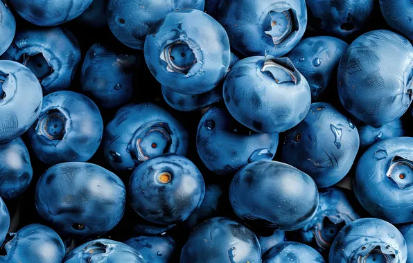 Macro, berries, harvest, blueberries, a lot, blueberries, AI art, neural network