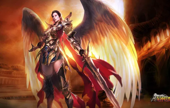 Wallpaper angel, sword, warrior, League of Angels, League of angels for ...