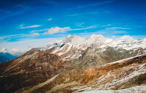 Sky, landscape, nature, beautiful, winter, mountains, view, clouds